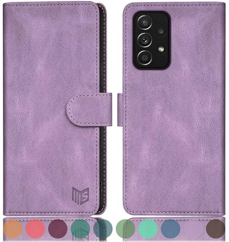 SUANPOT Etui Coque pour Samsung Galaxy A52/A52S [RFID Blocage] [Magnétique Protection] Fentes pour Cartes Protection Etui Housse Premium en Cuir PU pour Samsung A52 5G/A52S Portefeuille Lilas Violet