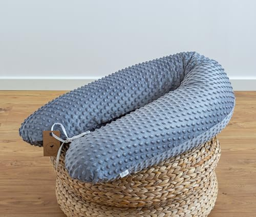 LOOLAY Schwangerschaftskissen - Stillkissen 190 cm - Seitenschläferkissen 100% Minky - mit Abnehmbarem Bezug - Ergonomisches Schwanger Kissen für Schlafen (Graphit)