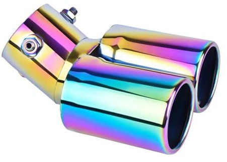 Auto Auspuffroh Universelle Auto-Modifikation Gegrillter Blauer Edelstahl 1 Bis 2 Doppelrohr-Auspuffrohr-Schalldämpfer-Spitzenabdeckung Auspuffblenden
