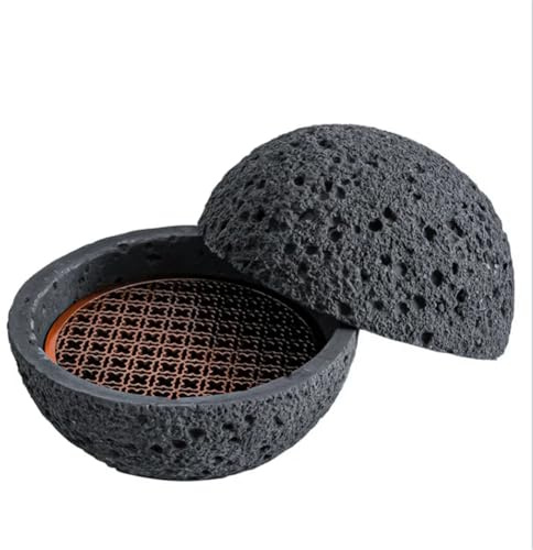 DKSooozs Japanese Planet Volcanic Stone Artistic Dish Pendulum Seafood Sushi Sashimi Ice Plate Smoke Plate,12CM Black
