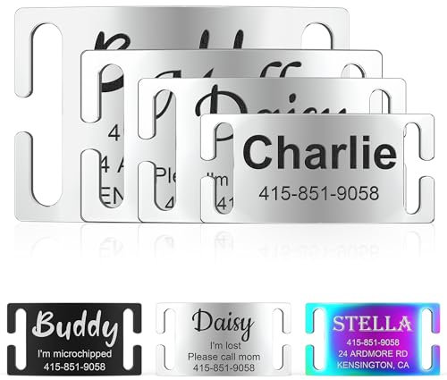 GISUREY Hundemarke Mit Gravur - Langlebig, Klare Lesbarkeit, Geräuschloses Design & Einfache Befestigung Hundemarke Personalisiert - Adressanhänger Hund für Ihren Vierbeiner, Silber