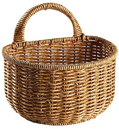 Hanging Storage - Wicker Wall Baskets, 17cm x 15cm, With Handle, Organizer for Plants, Toys, Towels