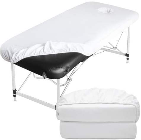 Tvvcalk Massageliege Bezug - 2 Stück Waschbar Spannbezug, Atmungsaktiv 70 x 190 x 12cm, Weiß