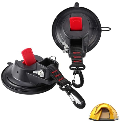 2 Stück Suction Cup Camping, Saugnapf Befestigung Haken, Saughaken Extra Stark, Multifunctional Suction Cup Anchor, Geeignet Für Camping, Wohnmobil, Heimzelt, Autovorzelt