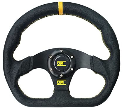 WEbjay Sportlenkrad Universal D-Form-Lenkrad Modified Racing 13inch 320mm Leder Flat Drift Auto Rallye Sport Simuliertes Spiel Holzlenkrad (Color : Yellow)