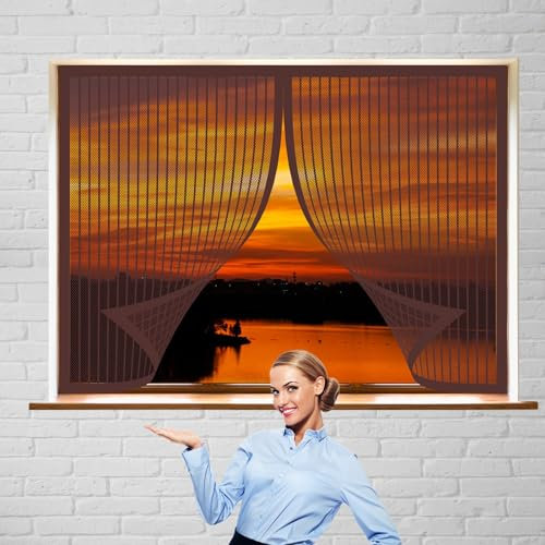 Insektenschutz für Balkontür 85 x 45 cm Insektenschutzgitter Kein Bohren Kinderleichte Montage Fenster-Fliegengitter für Alle Fenster Bis, Braun