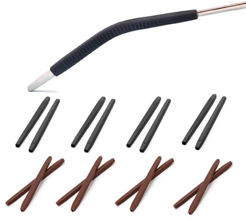 OPUGIT Eyeglass Ear Cushions End Tip Grips Anti-Slip Soft Silicone Ear Hooks Tube Sleeve Glasses Strap Holder Temple Tips Spectacle Retainers 8 Pairs,Black/Brown