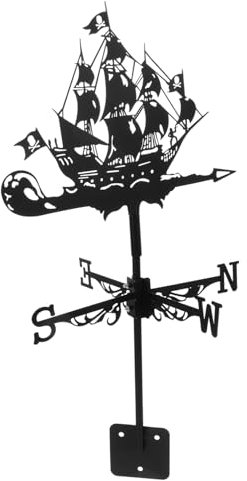 FUNOMOCYA Girouette Pirate en Fer Décorative pour Jardin Et Toit Extérieur, Ornement Métallique Résistant Aux Intempéries, Indicateur De Direction du Vent, Décoration Rustique Et Élégante