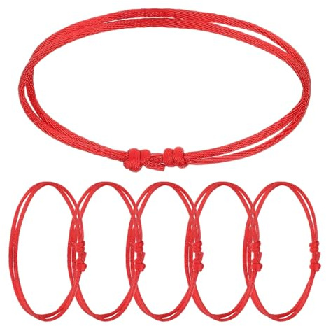 PT Haahoos 6 pulseras de cuerda roja, hechas a mano, pulseras de cábala para amantes, hombres, mujeres y niños, ajustable, protección de buena suerte, amistad, para cumpleaños, graduación, Acero