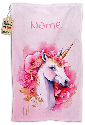 Print Royal PR Kinder-Handtuch mit Name personalisiert - Einhorn - Geschenk für Mädchen, Einhorn Geschenke, Kindertag, Handtuch Personalisieren | Fotohandtuch 50 x 30 cm