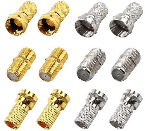 12PCS Coaxial F Type TV Extension Kit - 8PCS Satellite Connectors & 4 Extended Females