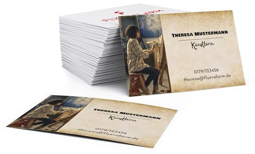 Visitenkarten erstellen mit Foto, Text und Logo - Visitenkarte selbst gestalten - 100 Stück, Design: Vintage - 300g Bilderdruck matt - Business Cards Online gestalten