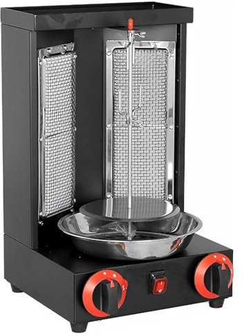 XNXYSMKJ Gril de rôtissoire Vertical Rotatif électrique, Machine de Gril Doner Kebab Rotatif, avec 2 brûleurs, équipement de rôtisserie à gaz et à Carburant, pour Restaurant (Black)