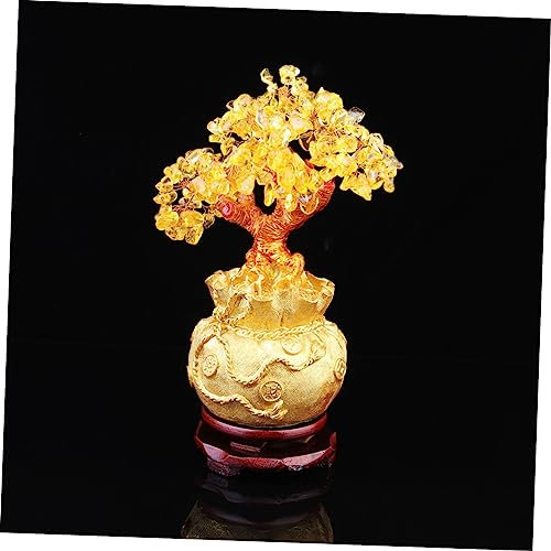 ABOOFAN Geldbaum Natürlichem Mit Basis Feng Shui Bonsai Dekoration Für Und Glück Für Zuhause Büro Und Gelb