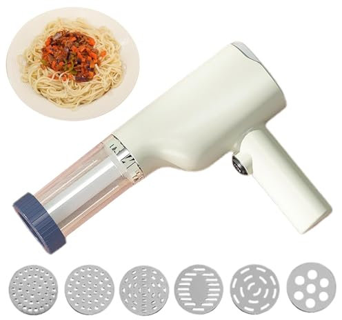 Máquina Para Hacer Pasta Automática, Máquina Para Hacer Pasta Eléctrica Portátil - Prensa Eléctrica Para Fideos Máquina Para Hacer Pasta Automática, Máquina Para Hacer Pasta Inalámbrica, 6 Moldes Dife