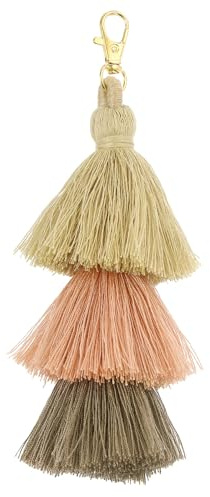 QUARKZMAN Dreischichtige Quasten 6,7 Zoll Quasten Taschenanhänger Böhmische Handgefertigte Quasten Schlüsselanhänger für DIY Projekte Schmuckherstellung Dekoration (Beige/Orange/Dunkelbraun)