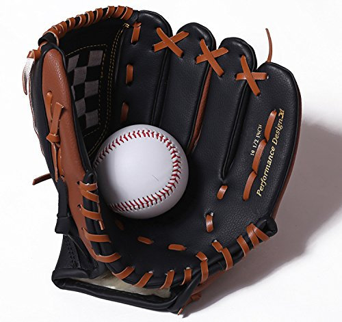 Baseball Handschuhe Kind Baseballhandschuh Männer Batting Baseballhandschuh Kinder Baseball Trainingsgeräte(Black,10.5 Inches)