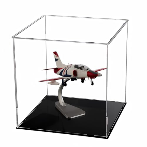 Klare Acryl Vitrine mit schwarzem Sockel,30x35x25cm/12x14x10in, Schaukasten Sammelvitrine für Action Figuren Sammlerstücke Spielzeug, Staubdicht Schutz Vitrine für Wohnzimmer, Schlafzimmer und Büro