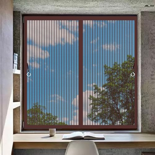 Fliegenschutz Magnetvorhang 104 x 55 cm Insektenschutz Einfache Klebemontage Ohne Bohren Magnet Fliegengitter-Tür Insektenschutz Tür für Eingangstür Und Hintertür, Braun