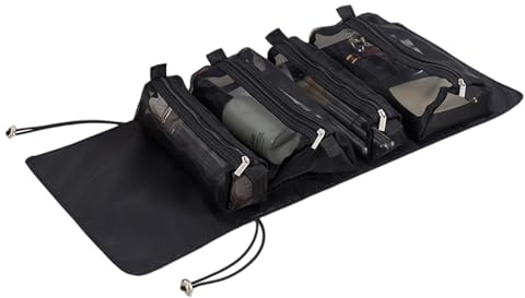 Trousse de toilette enroulable – Trousse de toilette de voyage pliable haut de gamme | Trousse de rangement de rangement pour cosmétiques | Organiseur de maquillage de voyage pour les vacances et les