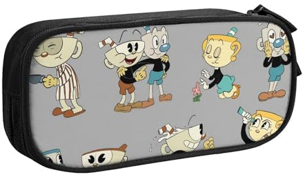 YINGD Mugman Cuphead Ms. Chalice Pencil Case Large Capacity Double-Layer Pen Bag School Stationery Pouch Organizer Office Supplies Pencase for Kids Adult