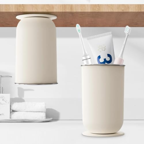 360ml Zahnputzbecher,Magnetischer Zahnbürstenbecher aus Edelstahl 304,Wiederverwendbare Mundspülbecher,Schlichter Stil für Badezimmer,Küche,Picknick und Reisen – Schwarz (Weiß)