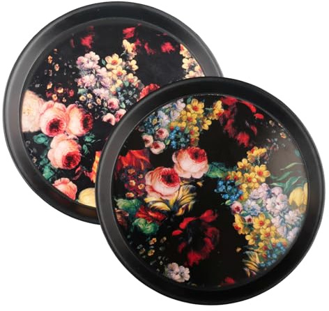 duisoad 2 Piezas Bandejas para Servir Comida, Bandeja Gastro Bandeja Negra para Servir para Celebraciones, Bares, Restaurantes, Bodas, Decoración del Hogar