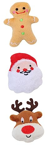 TOYANDONA 3 Stück Weihnachts Kauspielzeug Für Haustiere Langlebiges Material Mit Katzenminze Backenzahnspielzeug Für Hunde Festliche Designs Für Party Und Zahnpflege