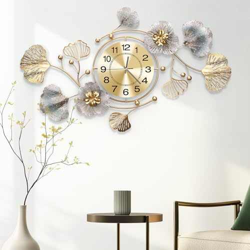 Blissio Wanddeko Wohnzimmer, Wanddeko Metall, Retro Ginkgo Leaf Design, Kreatives Geschenk für die Heimdekoration für Wohnzimmer,Schlafzimmer,Studie Wanddekoration (82cm)