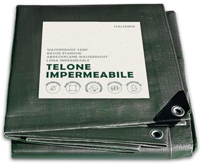 Telone impermeabile PE 250 g/m² verde, occhiellato rinforzato [4 x 5 m]
