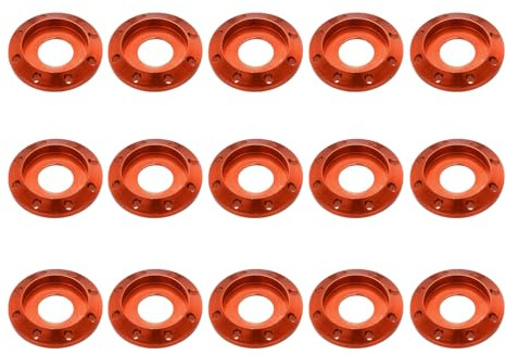 sourcing map Arandela M8 de aluminio con ocho agujeros, arandela de disco de aleación de aluminio anodizada colorida junta decorativa para drones/RC/FPV/motocicleta eléctrica (paquete de 15, naranja)