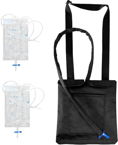 Katheter Tasche, Urindrainagebeutelhalter mit Verstellbarem Schultergurt, Urinbeutel Tasche mit 2 Urinbeutel Beinbeutel 1000ml, Sicher und Diskret
