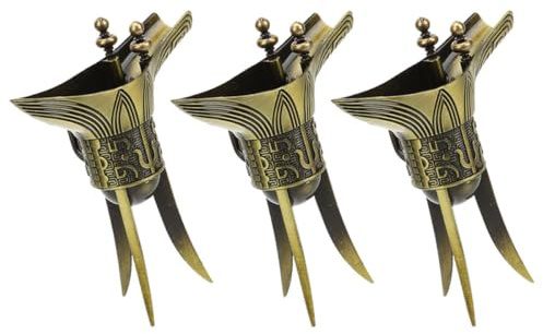 Beavorty Set 3 Pezzi Tazze da Bere Antiche Cinesi in Stile Vintage, Coppa da Vino Emperor in Metallo Bronzo Decorativo, Bicchieri da Liquore per Cena e Regalo, Adatti per Vodka, Tè