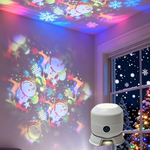 Genérico Luz de proyector LED giratoria dinámica, patrones dinámicos de copo de nieve/Navidad/océano, recargable por USB, brillo ajustable con base multiángulo, para dormitorio, cine en casa (#1)