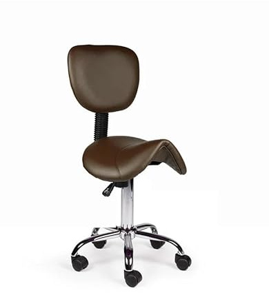 Dromerio Ergonomisch Sattelhocker Braun Mit Lehne Auf Räder - Niedrig (40-56cm) / ohne Fußstütze/Standardmäßige Räder