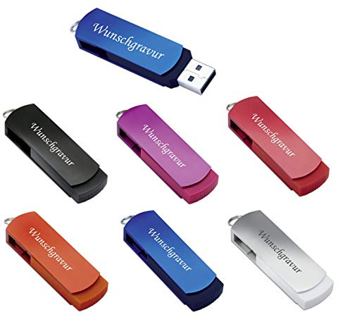 USB Stick REFLECTS ARAUCA 4GB mit Wunschgravur 51814 Farben graviert inkl. Geschenketui (schwarz)