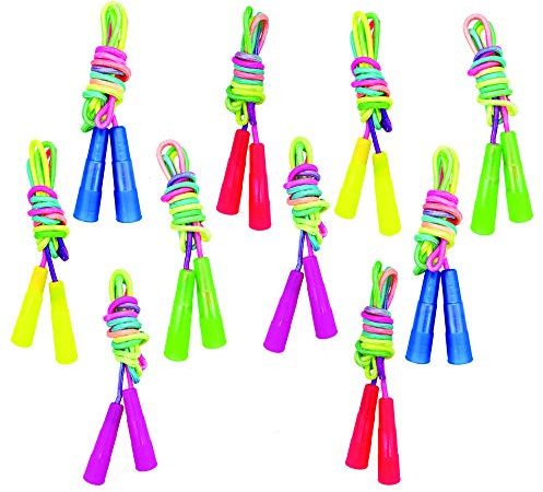 10 pcs Rainbow Jump Rope Set Durable Nylon Skipping Ropes,Safty Vibrant Jumping Ropes for Girls or Boys Physical Education Skipping Rope(7.2 Feet)