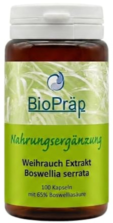 BioPräp® Weihrauch Extrakt Boswellia serrata | mit 65% Boswelliasäure | 100 Zellulose-Kapseln | vegan | produziert in Deutschland | zertifizierte Produktion