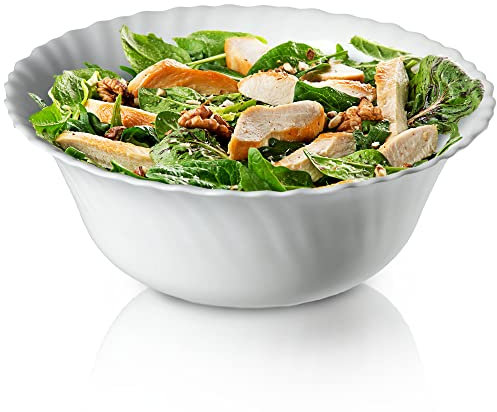 Ciotola kadax fatta di vetro indurizzato, ciotola, ciotola di frutta, ciotola per l'insalata, ciotola da dessert, ciotola di cereali, ciotola di zuppa, ciotola dello snack,? 21 cm, bianco)