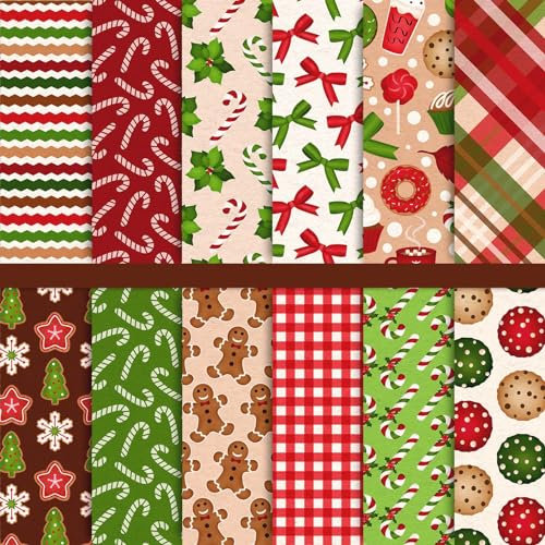 Whaline Weihnachts-Scrapbook-Papier, buntes Dessert-Muster, doppelseitig, für Süßigkeiten, Bastelpapier, flach gefaltet, für selbstgemachte Karten, Scrapbooking, Fotoalbum, Dekoration, 30 x 30 cm, 24