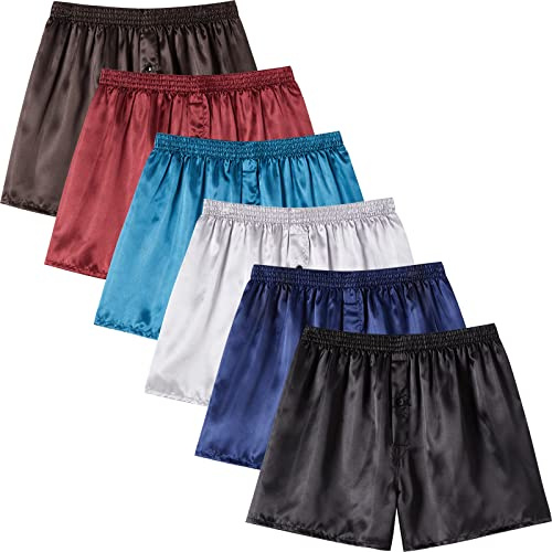 JupiterSecret Conjunto de Calzoncillos Bóxer de Satén Para Hombre,Pantalones de Pijama Suaves y Sedosos,Cintura Elástica.