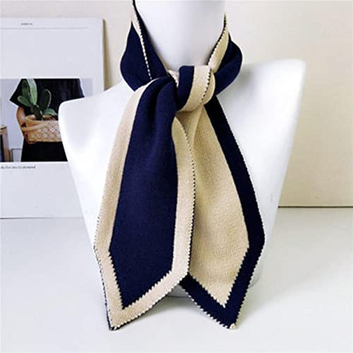 Bysonglezai Schal Damen Schals Halstuch Herren Mütze Frühling Herbst Winter Mode Einfarbig Doppelschicht Strickwolle Warmer Schal Winter Frauen Scharfer Eckkragen Nackenschutz Schal Dunkelblau