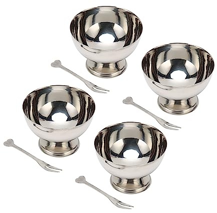 4-teiliges Eisbecher-Set aus Edelstahl mit Fuß, Dessertbecher für Eiscreme, Obstsalat, Pudding, Küche, Restaurant