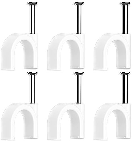 60 Stück Kabelschellen,Nagelschellen,Kabel Befestigungen,Cable Clamp,Kabelklemmen Nagel,Kabelklemmen Wand,Kabelhalter Decke,Kabelschellen Nagelschellen,Mit Nagel,für Kabel,Weiß (10mm)