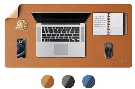 Black Shark sous-main de bureau en cuir antidérapant, tapis de souris de jeu pour clavier (800 x 400 x 3 mm), grande couverture de bureau, sous-main d'écriture imperméable - Manta P9 Marron