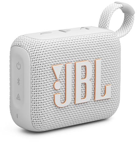 JBL GO4 Bluetooth-högtalare, USB C-laddning, IP67 dammtät, vattentät, appkompatibel, passiv radiator, bärbar, vit