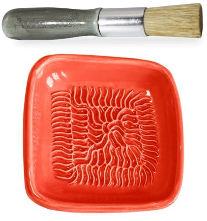 ANCKERAMIC® Ceramico Original Finlandia - Juego de rallador de cerámica y pinceles para hornear - rallador de ajos de cerámica, rallador de jengibre y cepillo de cocina de cerdas naturales, hecho a