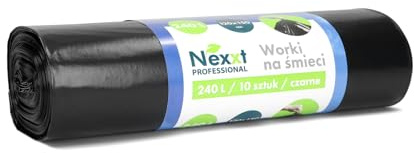 Emerson 10 reißfeste Müllsäcke | extra starke Abfallsäcke | 1er Pack Schwarz Rollen | 240L Fassungsvolumen 120x150 cm | stabile Müllbeutel aus umweltfreundlicher Recyclingfolie