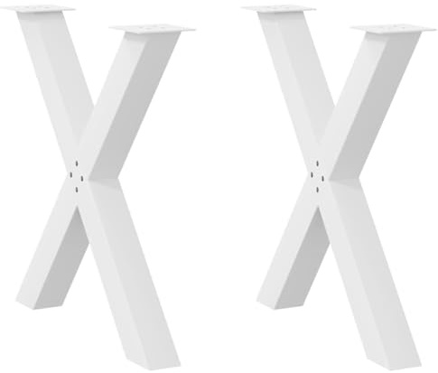 vidaXL Esstischbeine X-Form 2 STK. Weiß 70x(72-73) cm Stahl, Tischbein, Tischbein Metall, Esstischbein, Möbelbein, Schreibtischbein