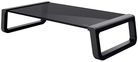 Support élévateur - Support pour écran en Verre trempé Noir, réglable et résistant, idéal pour améliorer l'ergonomie dans Votre Espace de Travail. *
